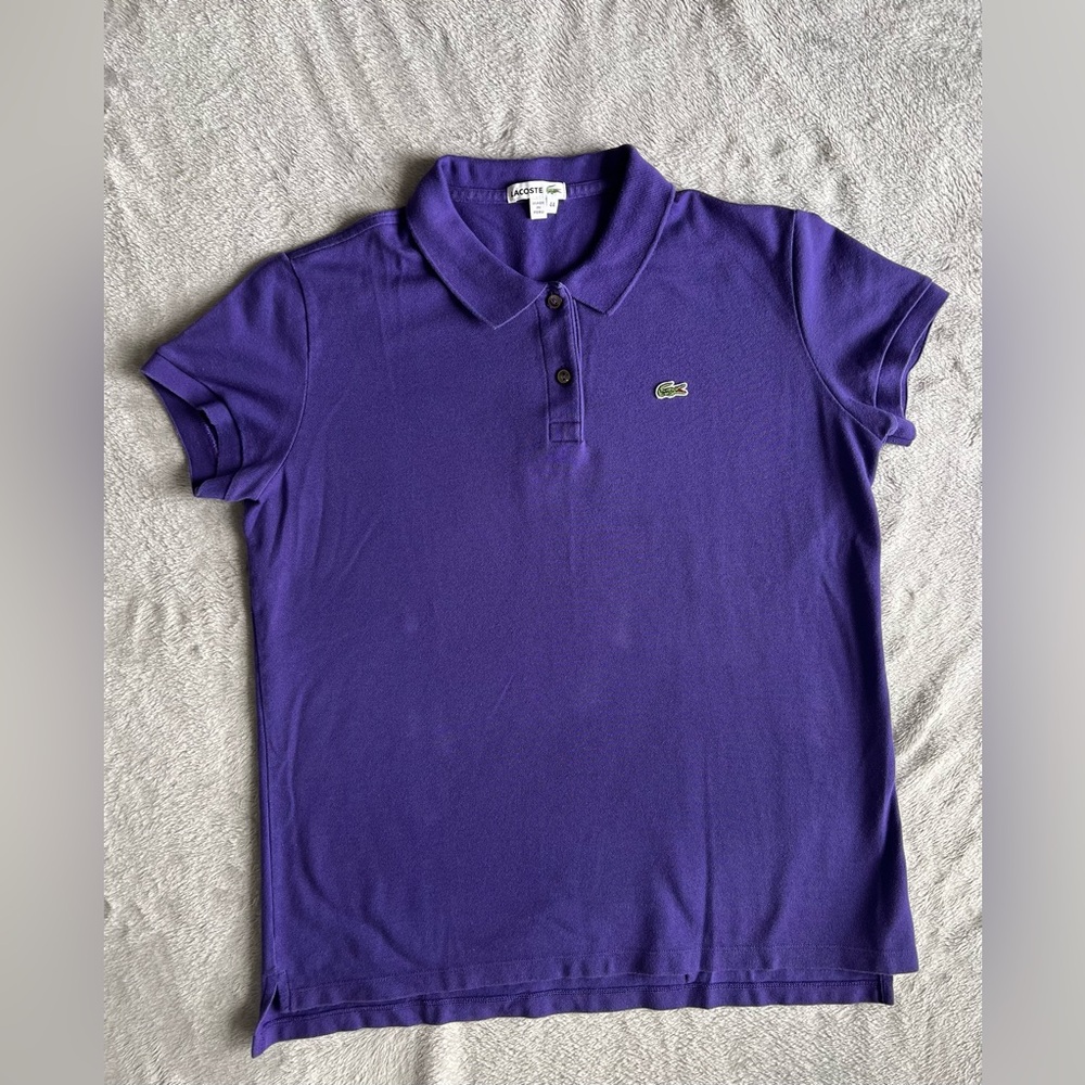 Lacoste Women’s Purple Polo Shirt Size 44 Large Stretch Cotton